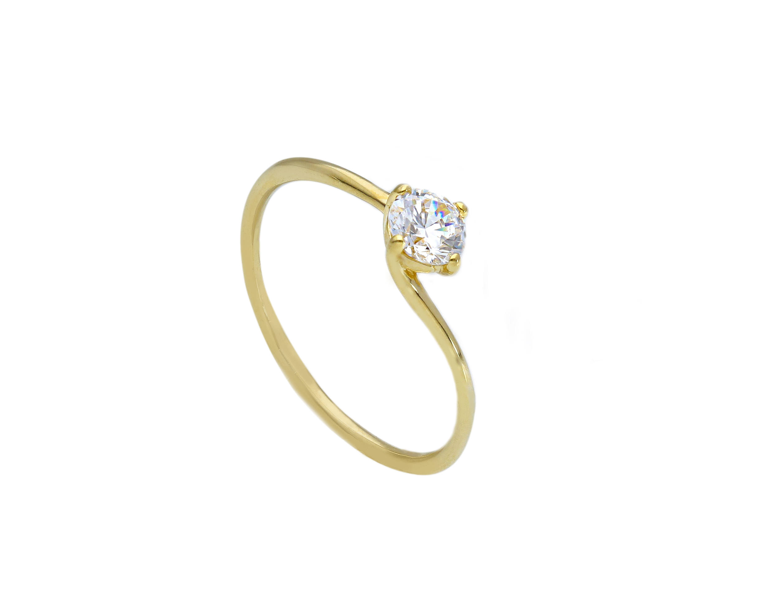 Single stone gold ring k9 with zirgon stone (code S193871)
